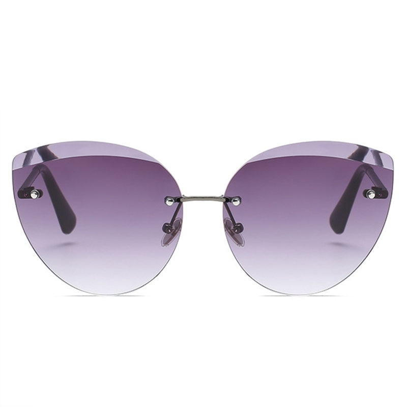 Okulary przeciwsłoneczne bezramkowe kobiety w stylu Vintage marka projektant Cat Eye okulary przeciwsłoneczne moda różowy okulary bezramowe przycinanie damskie okulary UV400