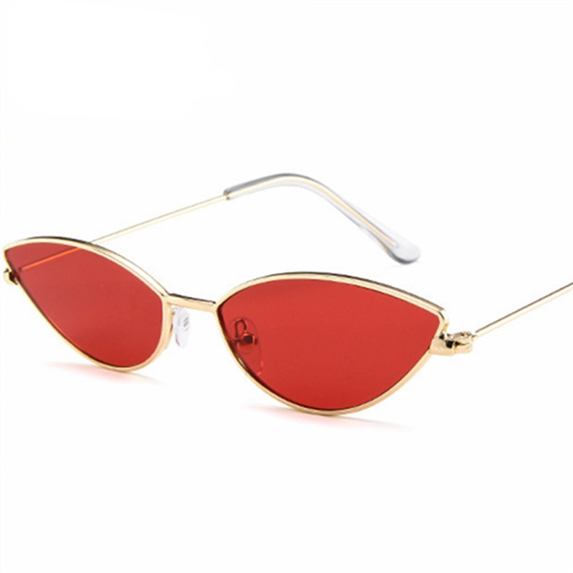 Metalowa rama kobiety Cat Eye okulary przeciwsłoneczne śliczne Sexy marka projektant lato Retro mała ramka czarny czerwony Cateye okulary przeciwsłoneczne UV400