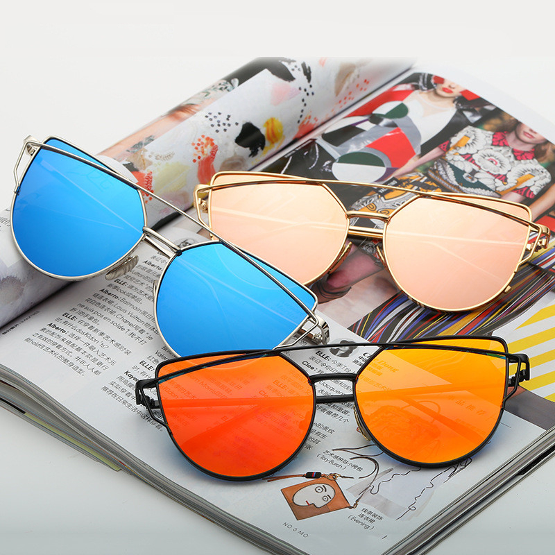17 kolorów metalowe okulary przeciwsłoneczne damskie luksusowe kocie oko marka projekt lustro różowe złoto Vintage Cateye modne okulary słoneczne lady okulary