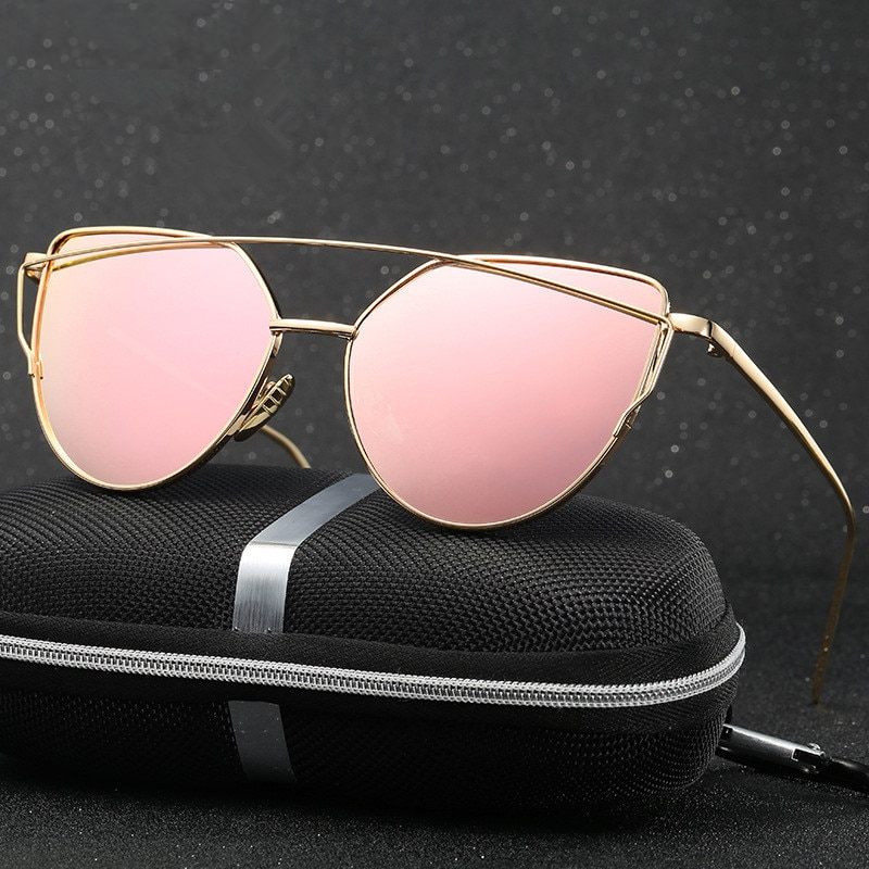 17 kolorów metalowe okulary przeciwsłoneczne damskie luksusowe kocie oko marka projekt lustro różowe złoto Vintage Cateye modne okulary słoneczne lady okulary