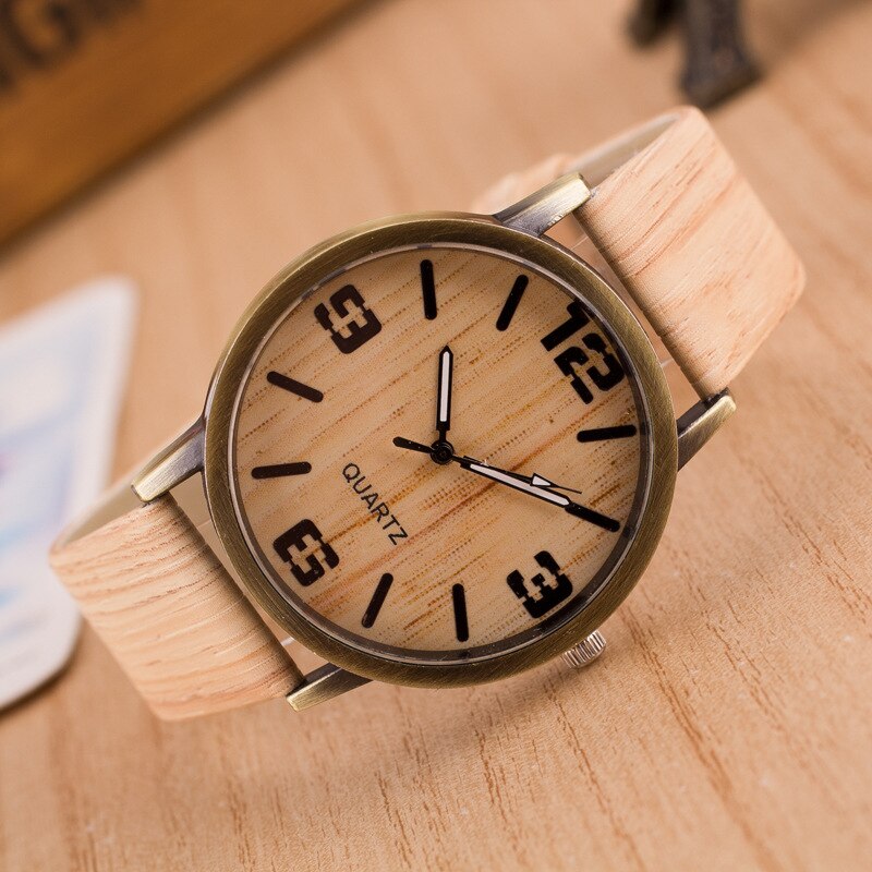Zegarek Analogowy kwarcowy drewniany motyw