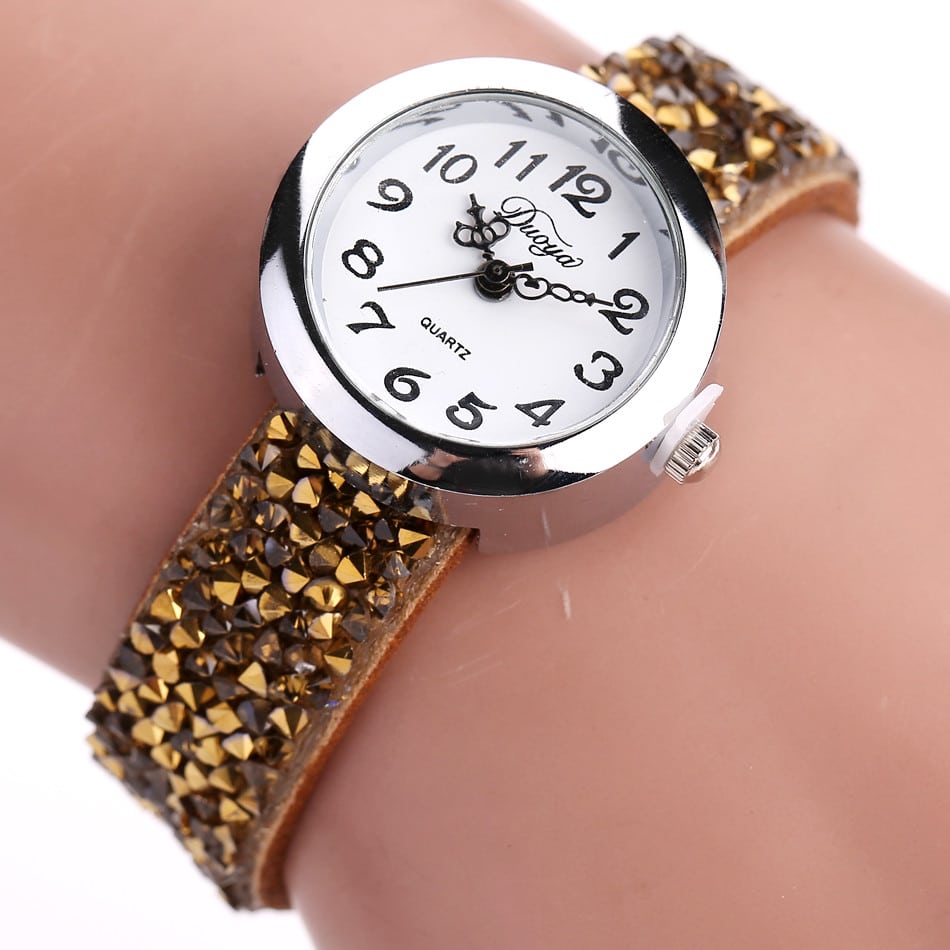 Kobiecy zegarek Duoya z kryształami