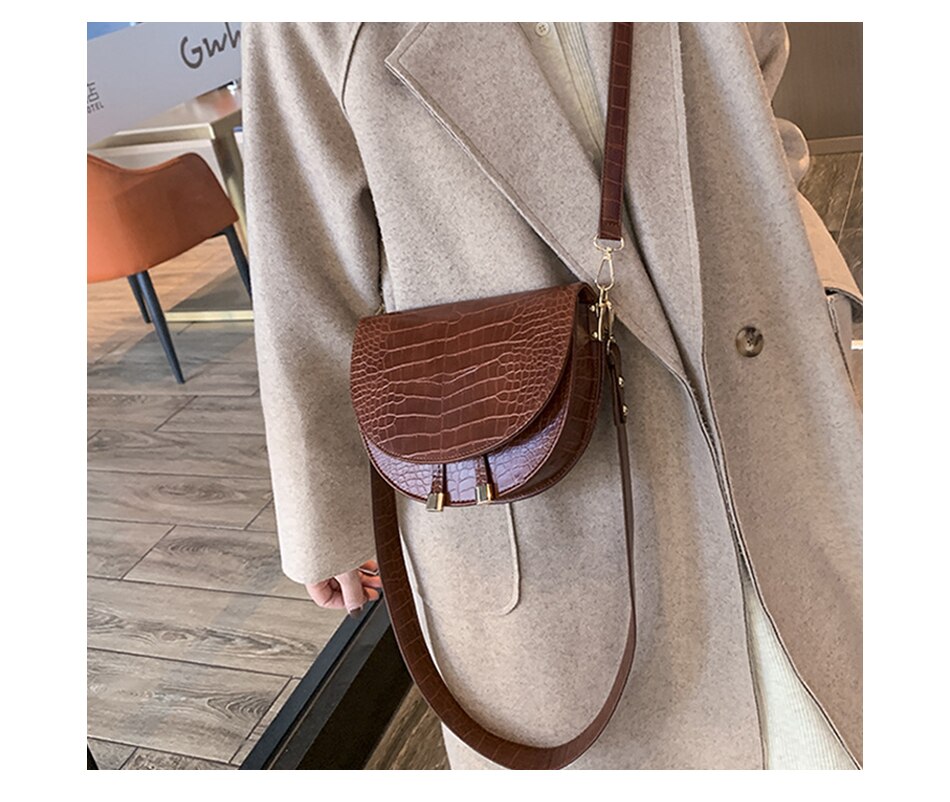 Luksusowa moda damska Crossbody torba krokodyl półkole torba siodło miękkie skórzane torby na ramię damskie torebki projektant