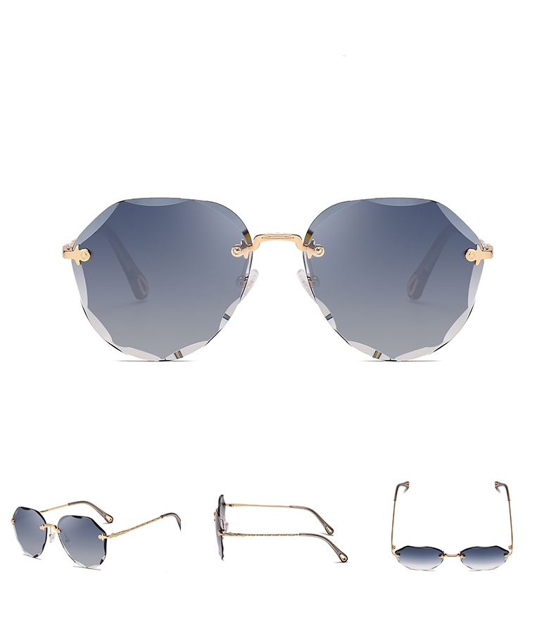 Okulary przeciwsłoneczne AEVOGUE dla kobiet damskie bez oprawek cięcie diamentowe soczewki marka projektant odcienie oceanu Vintage okulary przeciwsłoneczne AE0637