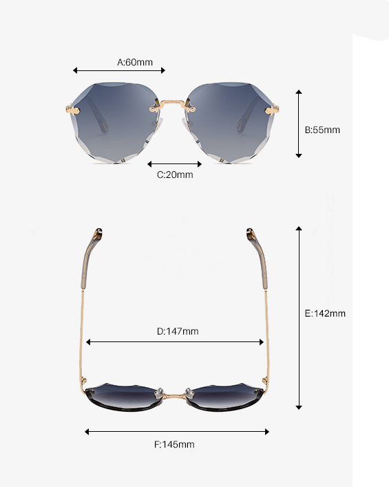 Okulary przeciwsłoneczne AEVOGUE dla kobiet damskie bez oprawek cięcie diamentowe soczewki marka projektant odcienie oceanu Vintage okulary przeciwsłoneczne AE0637