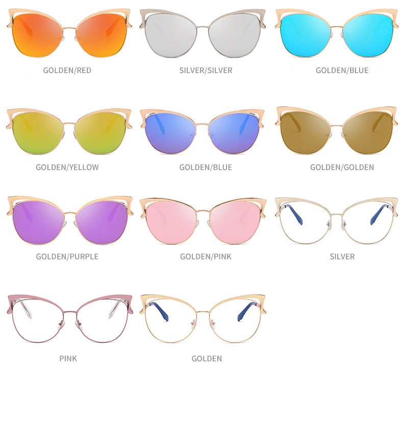 LONSY seksowne okulary przeciwsłoneczne cat eye damskie marka designerska metalowa ramka lustro różowe złoto okulary przeciwsłoneczne damskie UV400 Retro óculos De Sol Gafas