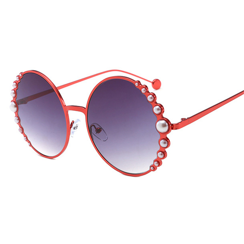 VIVIBEE ponadgabarytowe damskie luksusowe okulary przeciwsłoneczne z perłami okrągłe odcienie dla kobiet marka projektant Pearl kobiety okulary przeciwsłoneczne