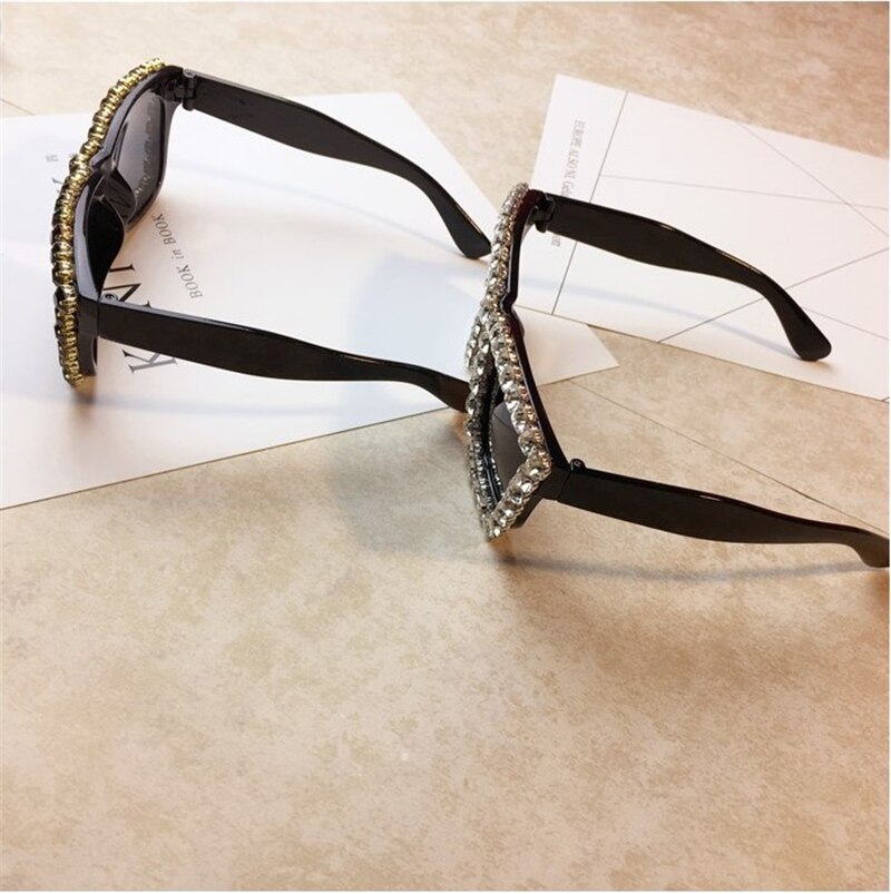 Ponadgabarytowa ramka z kryształem górskim kwadratowe okulary przeciwsłoneczne damskie diamentowe okulary marka projektant modne okulary słoneczne odcienie UV400 dla kobiet