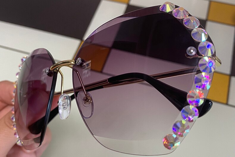 2020 Vintage Fashion ponadgabarytowe okulary przeciwsłoneczne bezramkowe damskie znane luksusowe marki Design Sexy diamentowe kwadratowe okulary przeciwsłoneczne dla kobiet