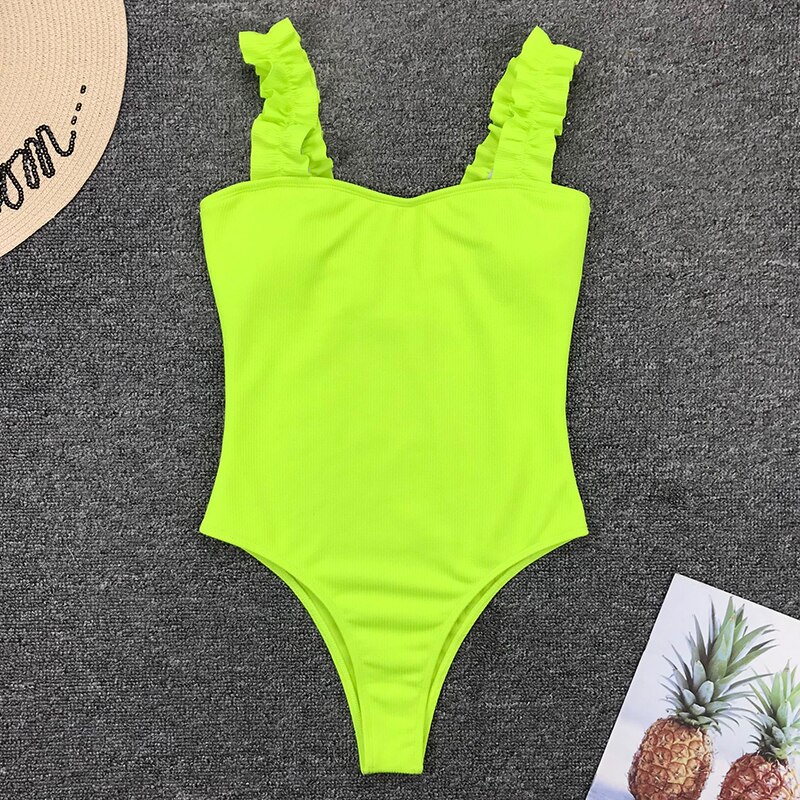 2020 nowy seksowny strój kąpielowy jednoczęściowy kobiety drewno ucha wzburzyć stroje kąpielowe Push Up Monokini kostiumy kąpielowe letnia plaża nosić strój kąpielowy