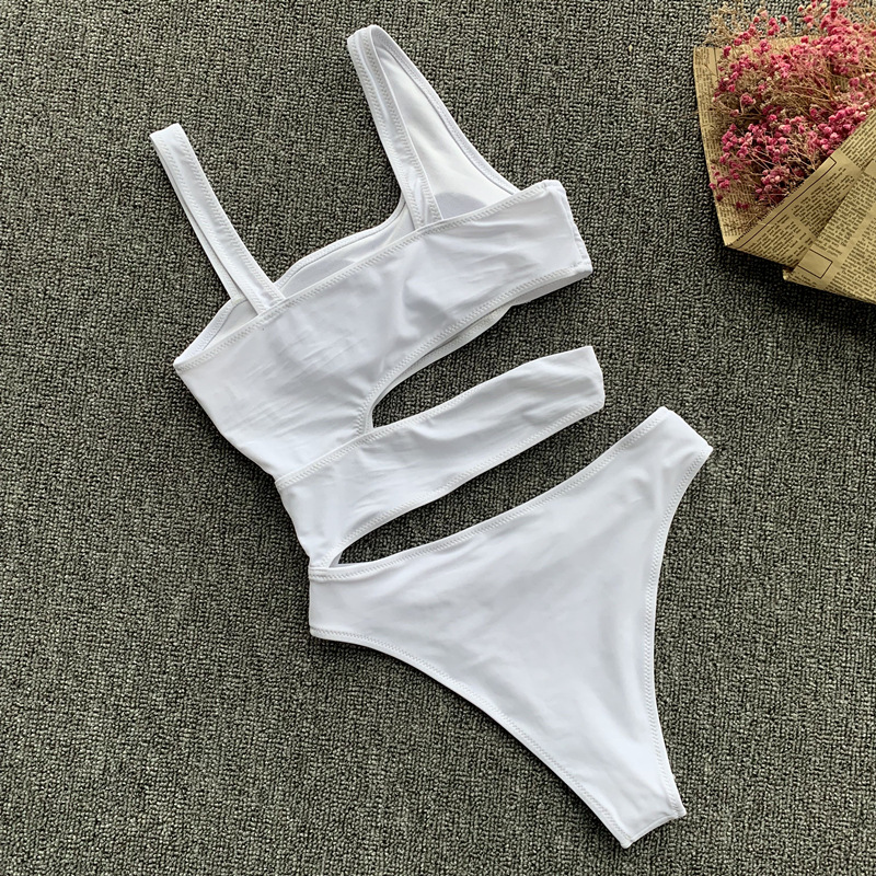 2020 biały jednoczęściowy strój kąpielowy Sexy Trikini stroje kąpielowe kobiety wyciąć Monokini Push Up strój kąpielowy bandaż strój kąpielowy Maillot De Bain