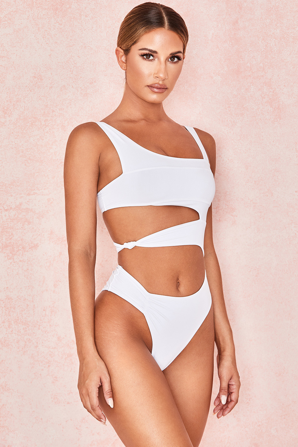 2020 biały jednoczęściowy strój kąpielowy Sexy Trikini stroje kąpielowe kobiety wyciąć Monokini Push Up strój kąpielowy bandaż strój kąpielowy Maillot De Bain