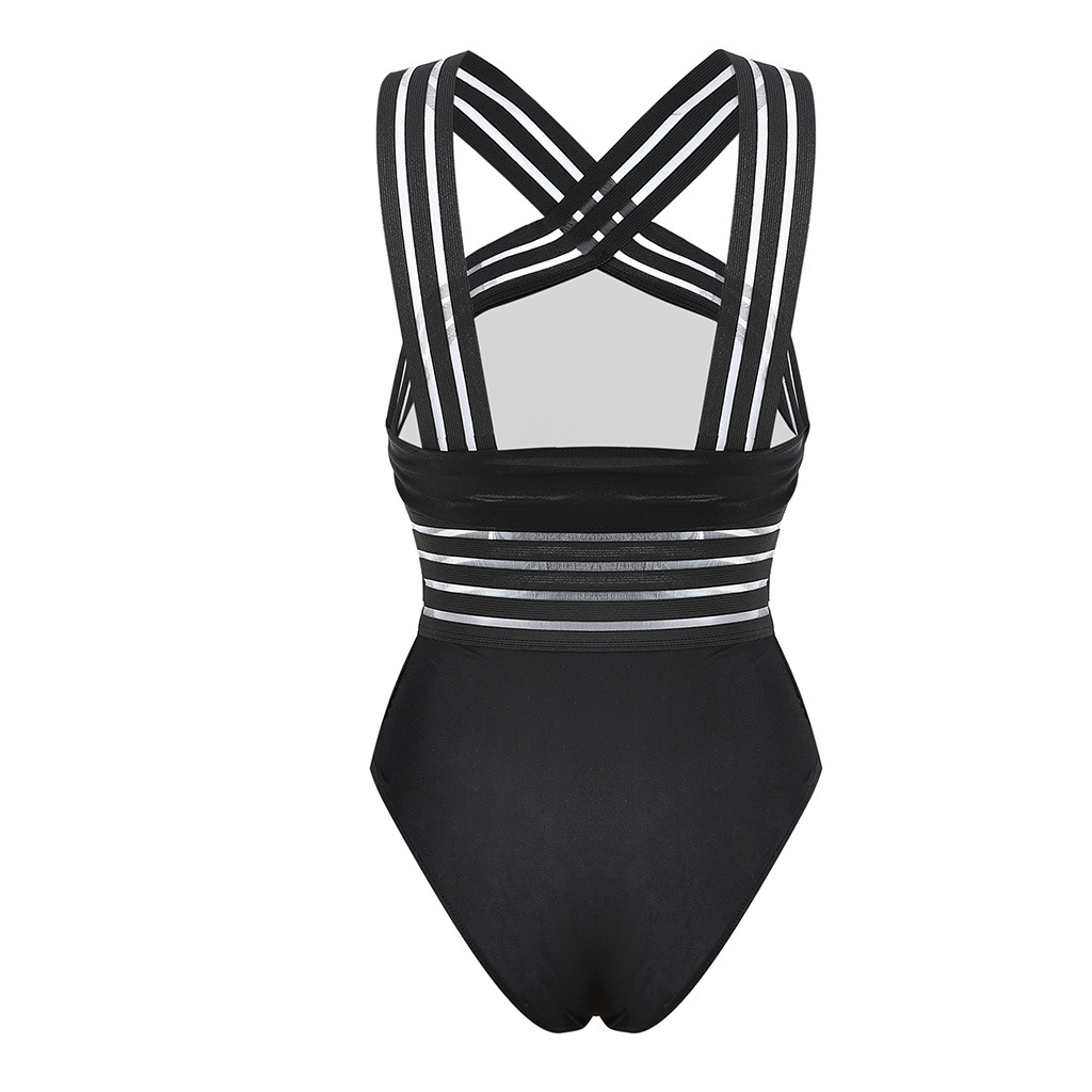 2019 Sexy One Piece Swimsuit kobiety bandaż na szyję krzyż powrót Neck Monokini czarne stroje kąpielowe damskie stroje kąpielowe strój kąpielowy