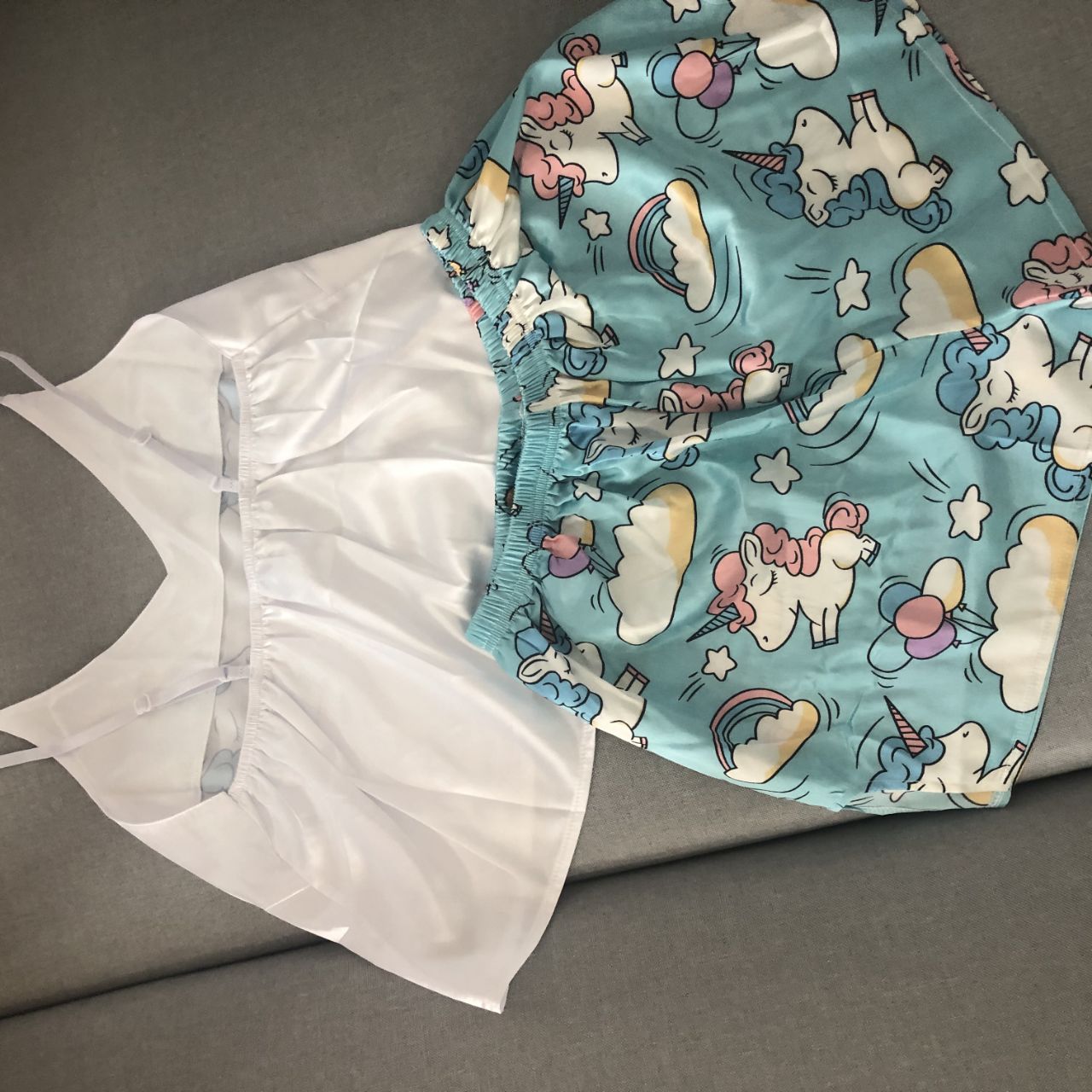 QWEEK jednorożec piżama dla kobiety jedwabiu Sexy Pijamas kobiety bielizna nocna Satin lato piżama Femme V Neck odzież domowa 2020 dropshipping