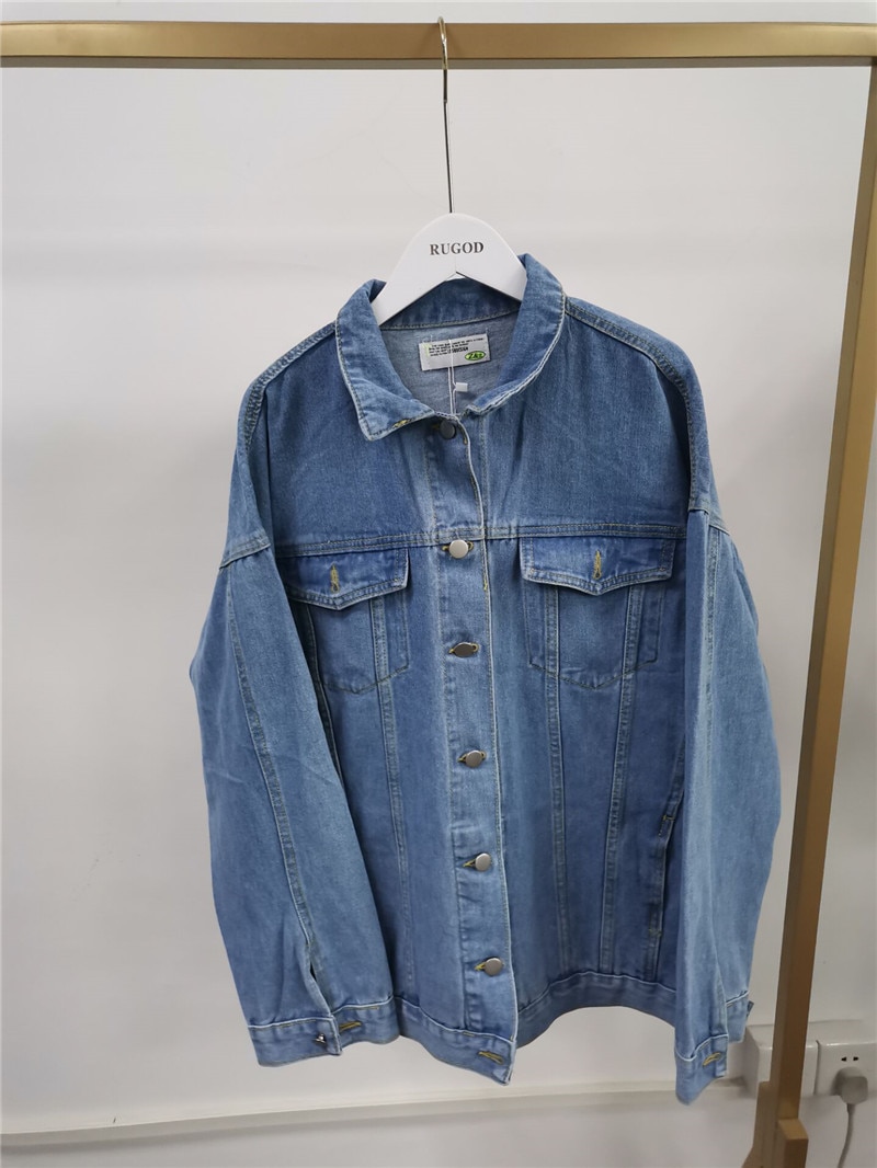 Damska kurtka dżinsowa 2020 koreański styl jednokolorowa na co dzień niebieskie kurtki jesień plus rozmiar luźne jeansy płaszcze damskie