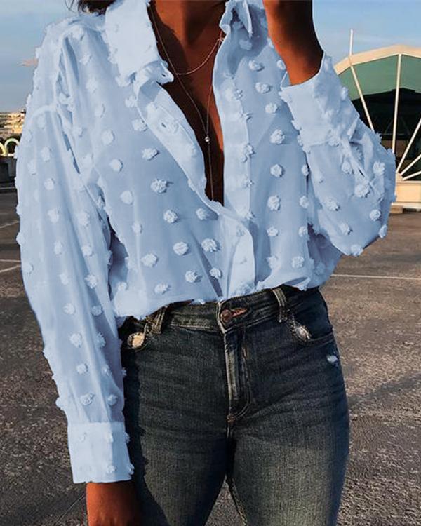 Moda damska Streetwear OL biała niebieska koszula z długim rękawem siatka Polka Dot koszula bluzka 2019 New Fashion