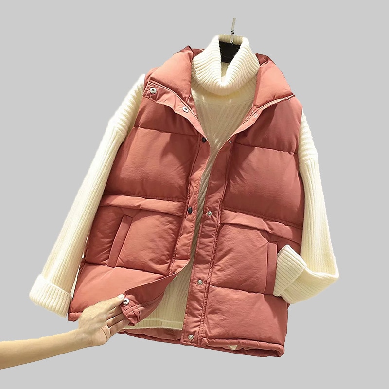 2020 kobiet kamizelka bez rękawów Winter Warm Plus rozmiar 2XL dół ocieplana kurtka z bawełny kobiet Veats stójka kamizelka bez rękawów