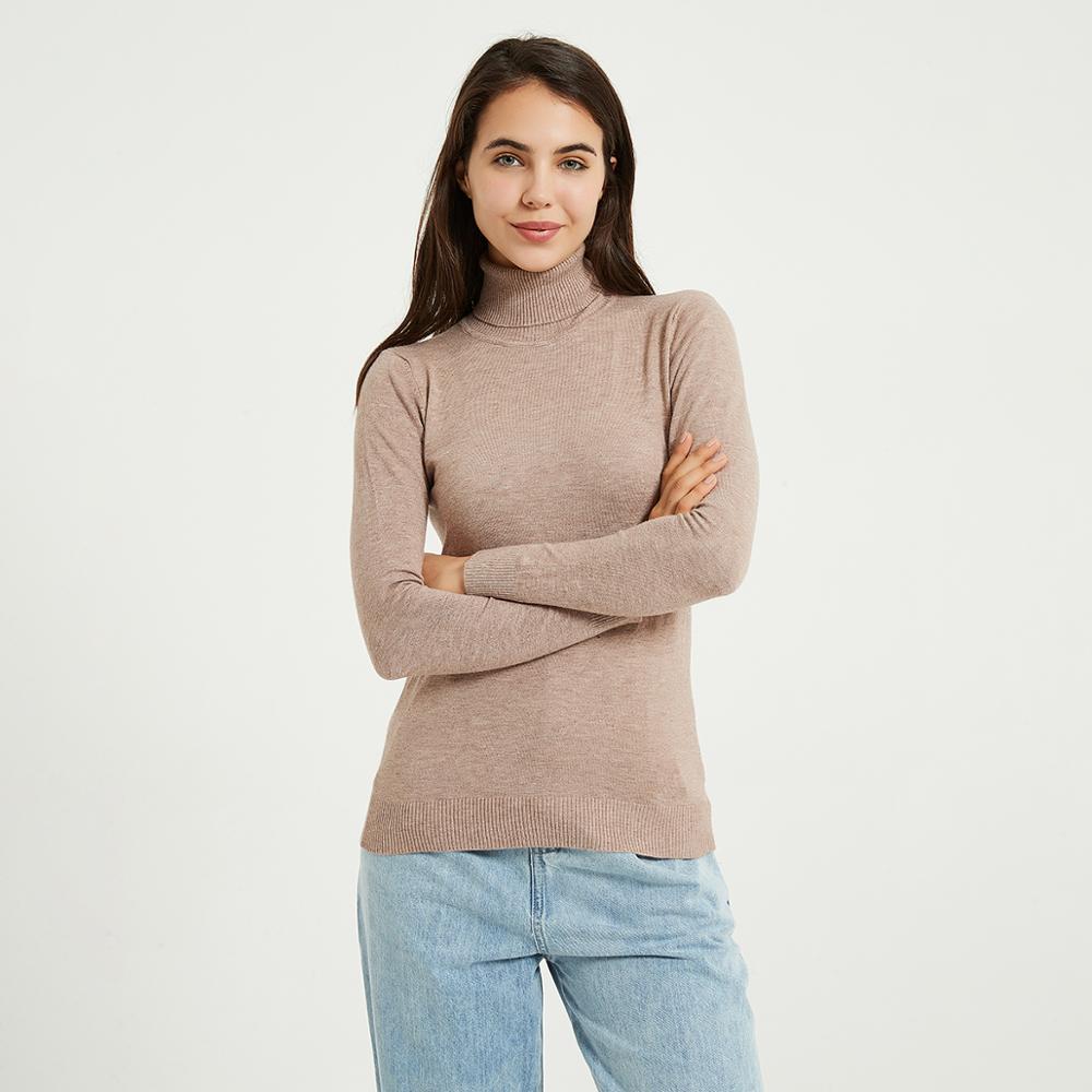 Wixra sweter z dzianiny i sweter bluzki z golfem swetry swetry w stylu Casual damski z długim rękawem cały mecz elastyczny sweter