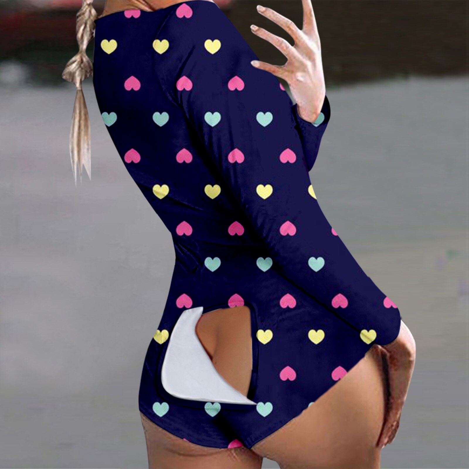 4 # otwórz Butt body damskie Onesies przycisk w dół drukuj zestaw piżamy funkcjonalne zapinane na guziki klapy dorosłych kombinezon Onesies piżama