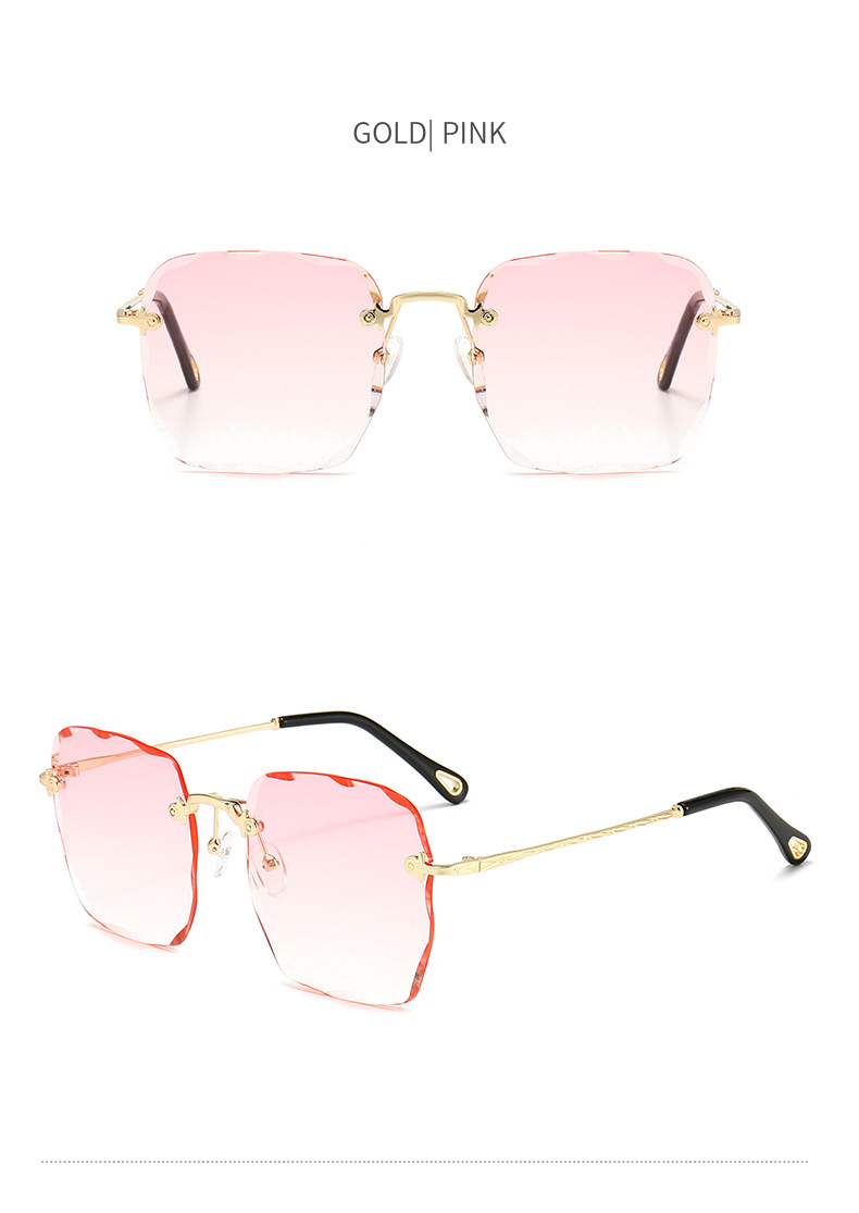 2020 moda Rimless plac ponadgabarytowych okulary kobiety w stylu Vintage luksusowy gatunku projektanta cięcie diamentowe soczewki gradientu