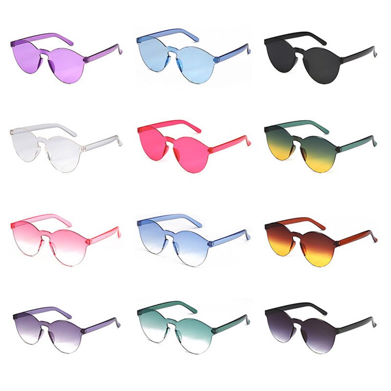 Tanie okulary przeciwsłoneczne bezramkowe moda damska okrągły Ocean cukierki odcienie soczewki kobiece okulary przeciwsłoneczne dziewczyny Gafas De Sol UV400