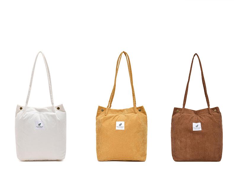 Torebki damskie 2021 sztruksowe torby na ramię torby na zakupy wielokrotnego użytku Casual Tote torebka damska na pewną liczbę Dropshipping