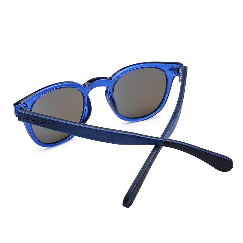 HU drewniane drewniane okulary przeciwsłoneczne damskie rama z tworzywa mody odcienie modne niebieskie lustrzane okulary przeciwłoneczne dla mężczyzn okrągłe okulary GR8017