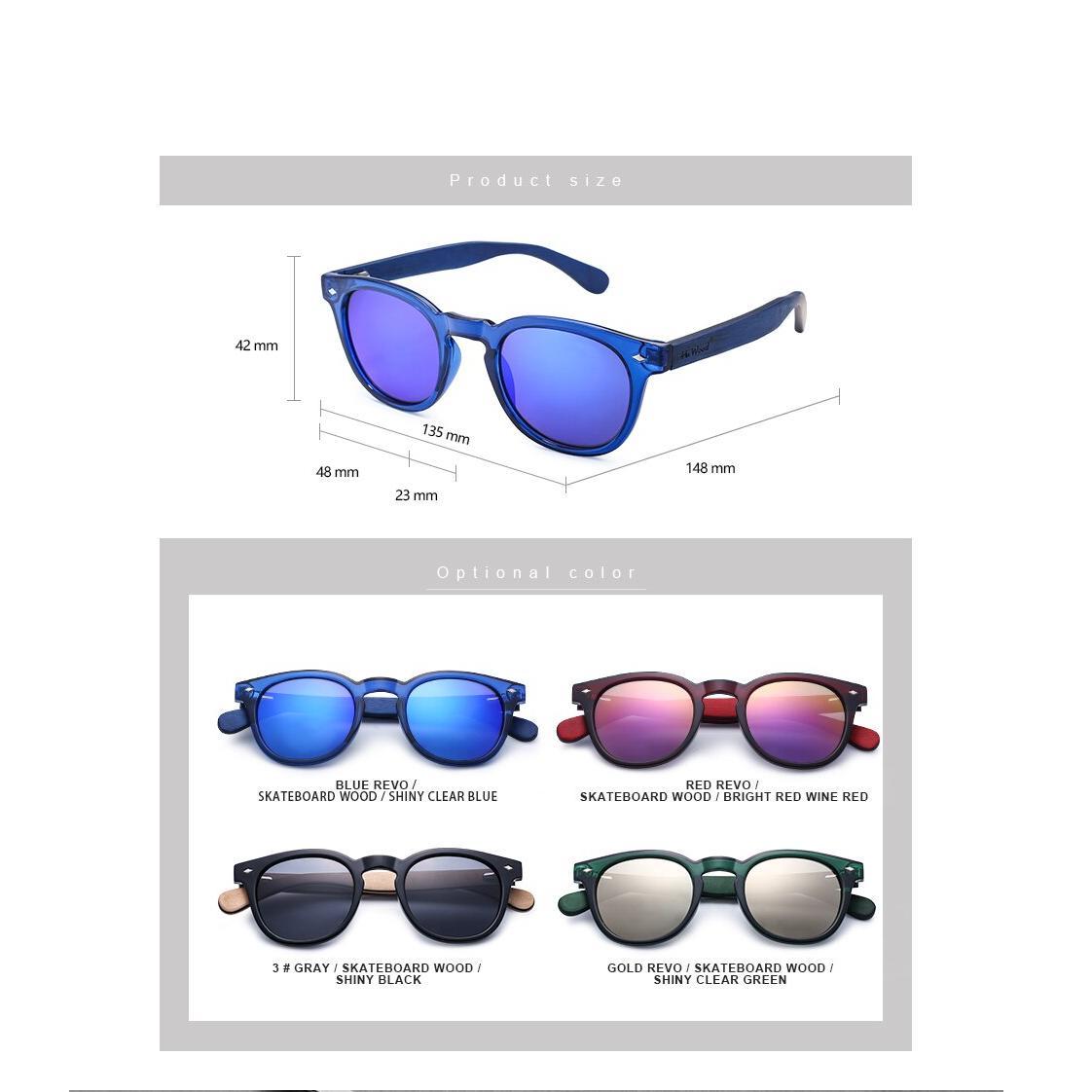 HU drewniane drewniane okulary przeciwsłoneczne damskie rama z tworzywa mody odcienie modne niebieskie lustrzane okulary przeciwłoneczne dla mężczyzn okrągłe okulary GR8017