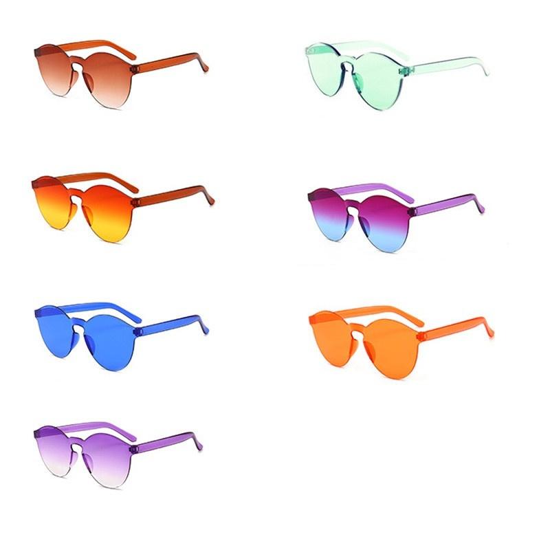 2020 Rimless Fram cukierki okulary przeciwsłoneczne Cat Eye kobiety luksusowe okulary słońce kolorowe okrągłe okulary kobiety UV400 Gafas De Sol Mujer