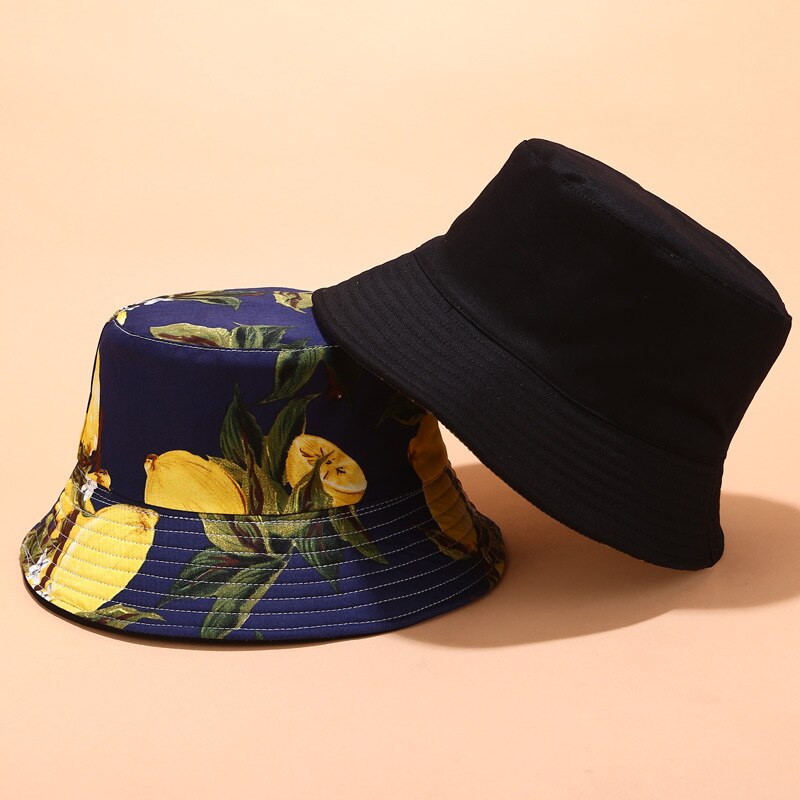 Panama kapelusze wiadro kobiety mężczyźni odwracalne owoce banan arbuz nadruk wiśni kapelusz rybaka Casual Harajuku Hip Hop kapelusz wędkarski