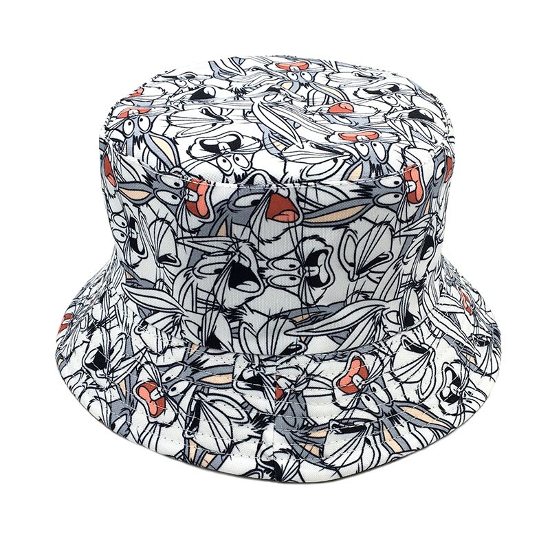 Nowy letni królik wydruku kapelusz typu Bucket dla mężczyzn kobiety moda bawełna odwracalny Bob Panama kapelusz słońce plaża kapelusz rybaka