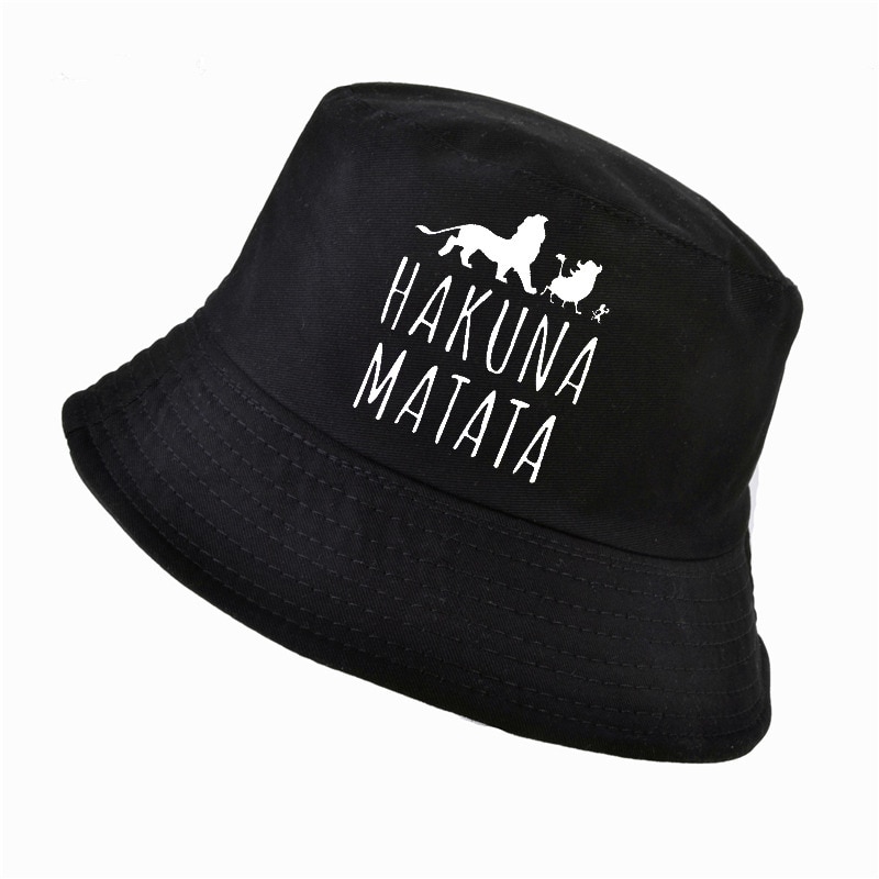 HAKUNA MATATA Panama kapelusz typu Bucket mężczyźni król lew kobiety lato kapelusz wędkarski drukuj Bob kapelusz Hip Hop Gorros połowów kapelusz rybaka