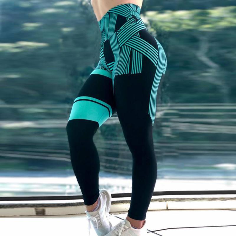 SVOKOR legginsy z wysokim stanem damskie cyfrowe legginsy w paski Fitness Casual sportowe oddychające spodnie odzież damska