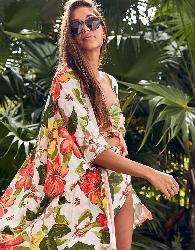 2021 tunika bez pleców plaża sukienka plażowa długa sukienka stroje kąpielowe z nadrukiem kobiety zakrywający strój kąpielowy kostiumy kąpielowe Pareo Saida de Praia
