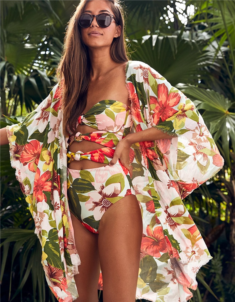 2021 tunika bez pleców plaża sukienka plażowa długa sukienka stroje kąpielowe z nadrukiem kobiety zakrywający strój kąpielowy kostiumy kąpielowe Pareo Saida de Praia