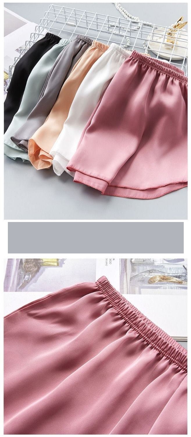 Sexy moda Satin kobiety piżamy szorty 2021 lato kobiet koreański styl słodkie elastyczny pas Plus rozmiar stałe fajne bielizna nocna dna