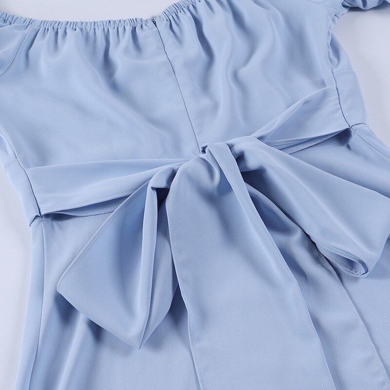 Letnia sukienka 2021 nowa niebieska szyfonowa sukienka elegancka moda rękaw motylek Maxi sukienka biały głęboki dekolt sukienki damskie
