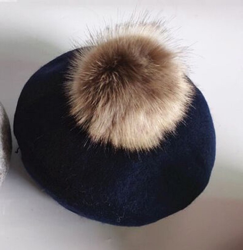 2021 moda zima dzieci wełna miękkie berety jesień damska Casual poliester futrzany pompon Pom berety kapelusze Gorras