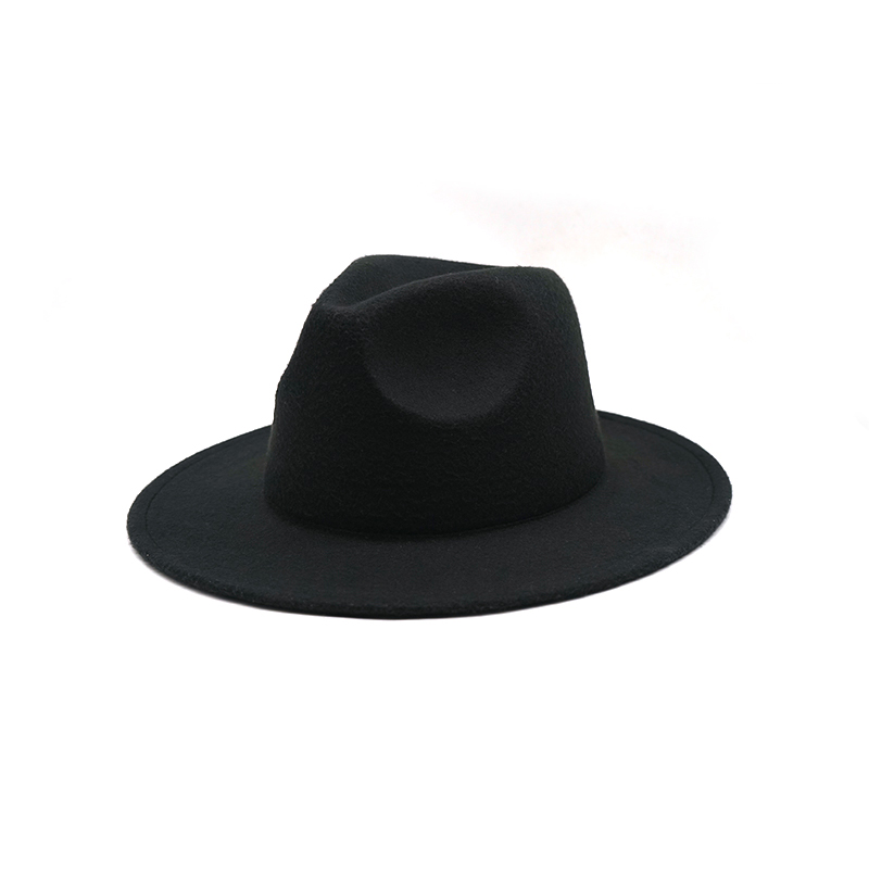 Jesienno-zimowa damska filcowy kapelusz Fedoras duże czapki z daszkiem dla kobiet brytyjski styl Vintage kapelusze kościelne Lady płaskie rondo biała czapka jazzowa
