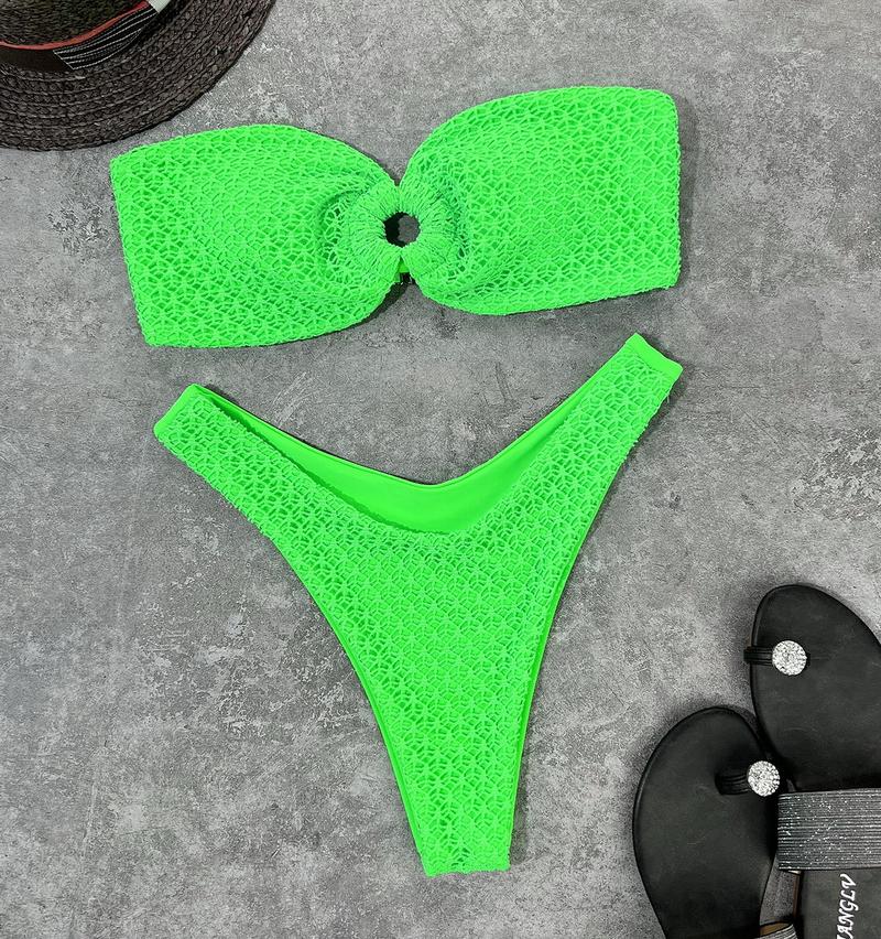 Para Praia 2023 Sexy wysokie cięcie stroje kąpielowe Bandeau Bikini Set stringi stroje kąpielowe bez ramiączek kobiety brazylijski Biquinis zestaw strój kąpielowy