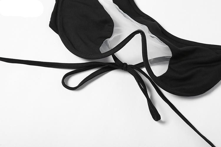 KLALIEN Sexy bikini Set dla kobiet 2022 lato nowa plaża wakacje Slim dopasowana z siatki przejrzysta, patchworkowa kostium kąpielowy Hot