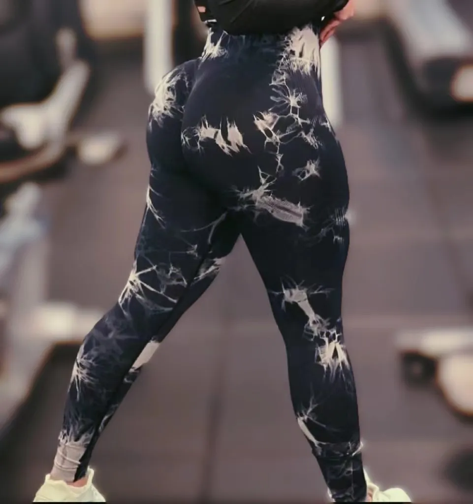 Kobiety Tiedye legginsy gimnastyczne bezszwowe Mujer Push Up spodnie z Fitness sportowy wysokim stanem trening legginsy do jogi Drop Ship
