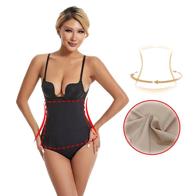 Hot Women's Backless Shapewear U Plunge Seamless Thong Full Lace Bodysuit Deep V Neck Body Shaper for Low Back Dress Underwear